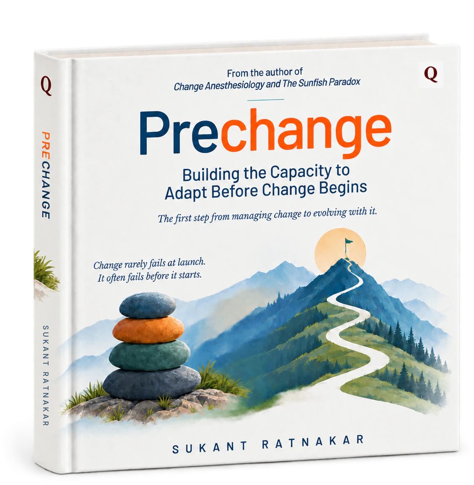 Prechange: Building the Capacity to Adapt Before Change Begins, by Sukant Ratnakar (paperback, 7 × 7 in)